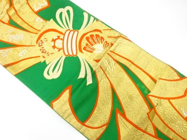 JAPANESE KIMONO / ANTIQUE FUKURO OBI / SILK / WOVEN KIKU & PAULOWNIA